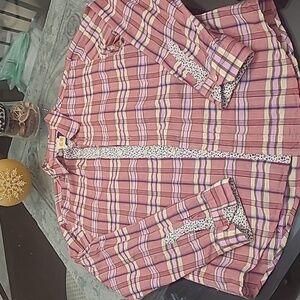 Hugo Boss orange label check cotton flip cuffs large shirt like new